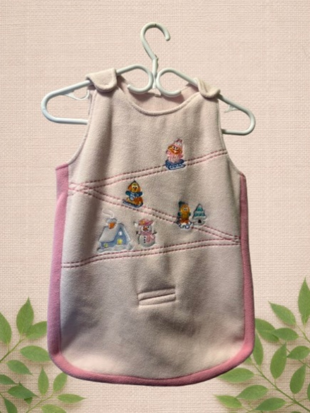 Vintage Sesame Street Winter Fleece Bunting Bag 0–9M Baby Girl Pink Embroidered